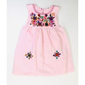 EMBROIDERED GIRLS HANDMADE DRESS SIZE 3/4